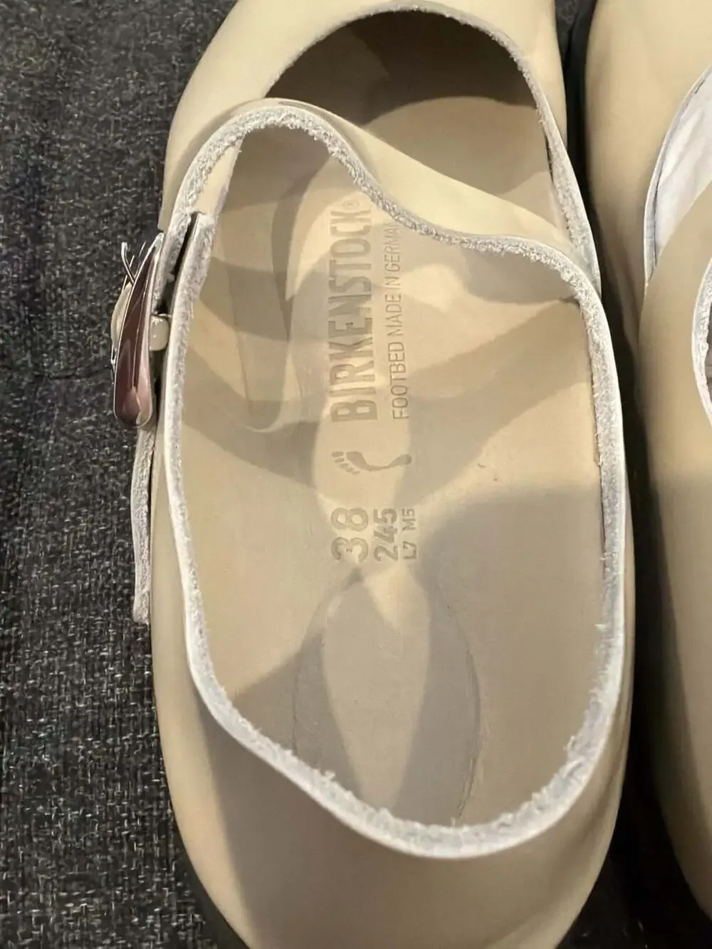 Birkenstock Santa Clarita Mary Jane Flats Oyster Patent Leather Size 38